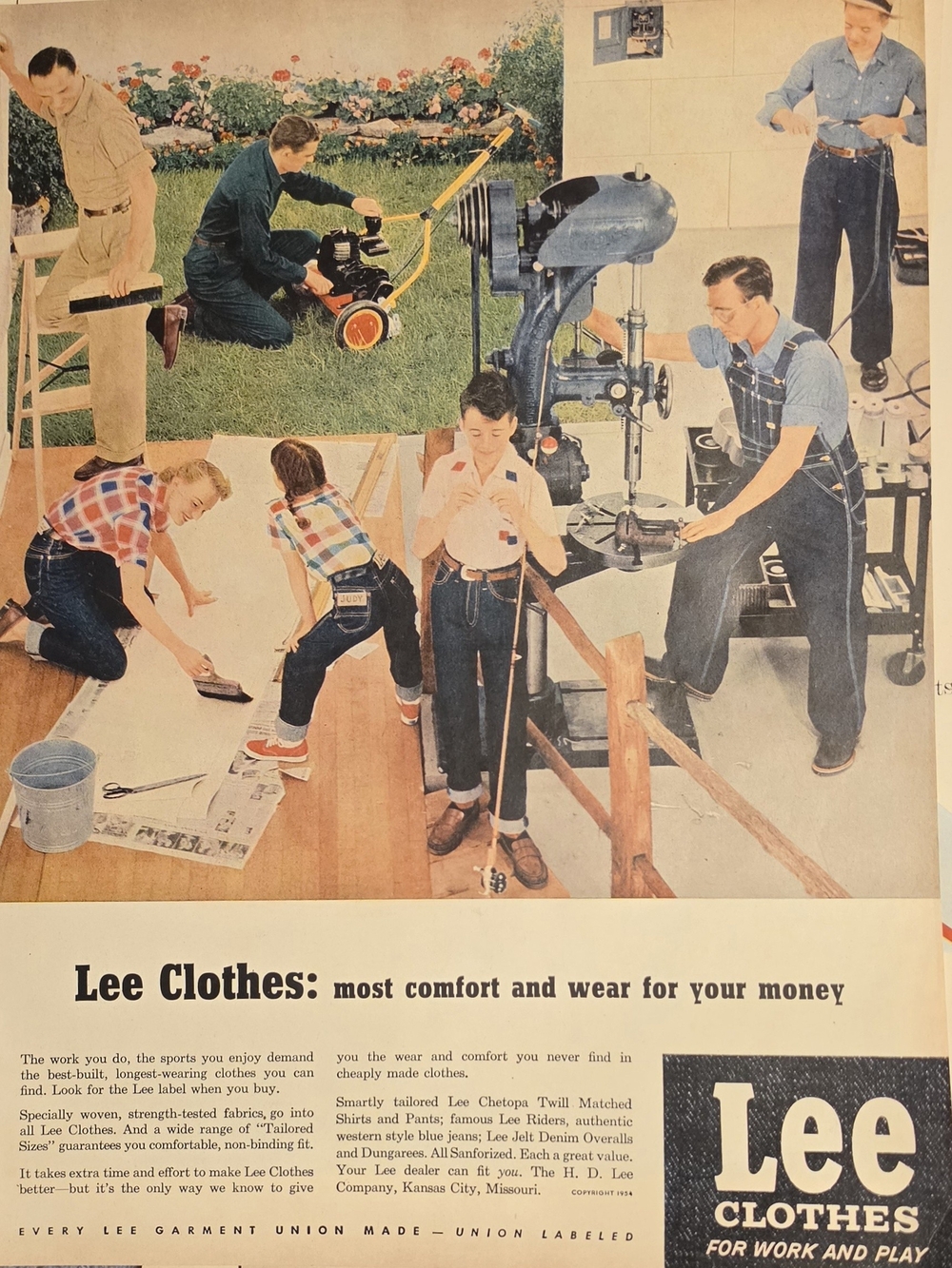 Lee Workwear Poster with Denim and Red Plaid Accents